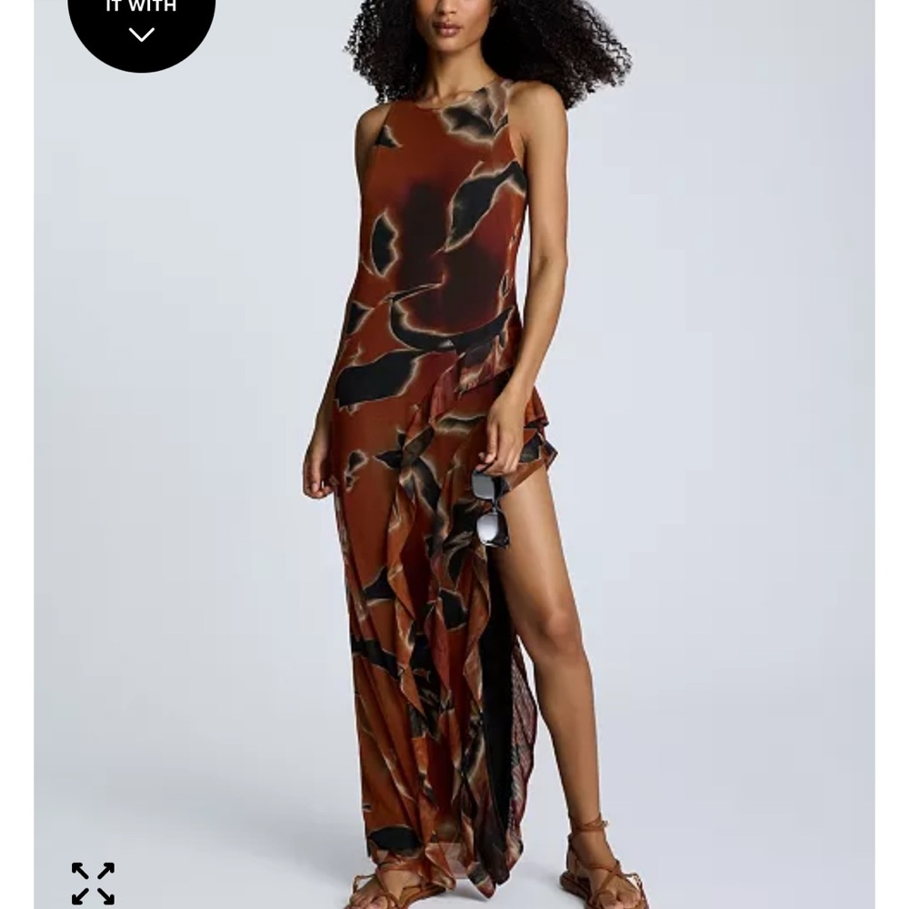 Kenneth Cole Asymmetrical Dress in Brown and Black